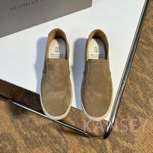 Brunello Cucinelli　ブルネロクチネリ ローファー 羊革　靴　メンズシューズ　カジュアル　サイズ選択可能 ライトコーヒー