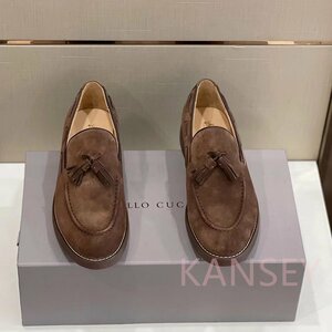 Brunello Cucinelli　ブルネロクチネリ メンズ シューズ　靴　ペンダント付き ローファー カジュアル　コーヒー　サイズ選択可能