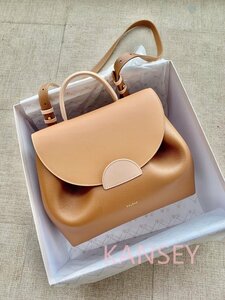 ポレーヌ　POLENE フランス　paris レザー 牛革　ハンドバッグ　ショルダーバッグ　手持ち　斜め掛け　２way　ミニ　mini　２way　チョーク