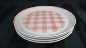 [MIKASA CHECKMATES 4 шт. комплект ]mikasa большая тарелка plate розовый RASPBERRY Vintage античный диаметр примерно 24cm керамика посуда [A8-3①]0304