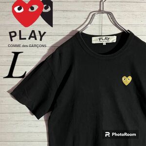 【大人気デザイン】プレイコムデギャルソン ワンポイント刺繍ロゴ Tシャツ 黒 L