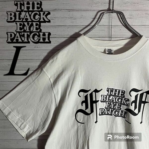 【希少デザイン】ブラックアイパッチ ビックロゴ ホワイト Tシャツ Lサイズ