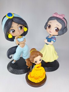 Qposket ディズニー 3体セット 白雪姫 ジャスミン ベル Qposket petit フィギュア レアカラー