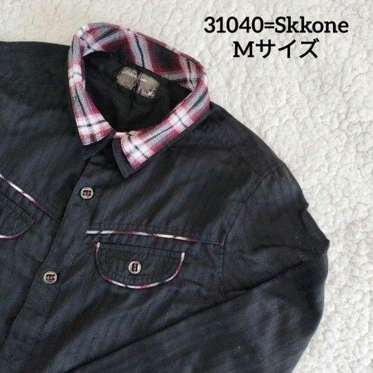 【送料無料】31040=Skkone スコーネ ブラック シャツ シアー M メンズ 長袖