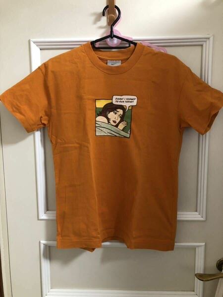 レア NIKE ナイキ プリントtシャツ 半袖Tシャツ オレンジ 古着 ボックスプリント マレーシア製