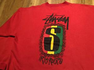 80's【STUSSY】IRIE ROOTS SWEAT SHIRT★size:M オールドステューシー/オーストラリア製/80年代/ビンテージ/黒タグ/ラスタ/状態考慮