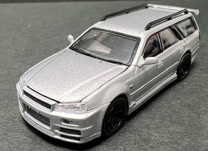 【POP　RACE】日産　ステージア　GTR　R34　STAGEA　1/64　シルバー