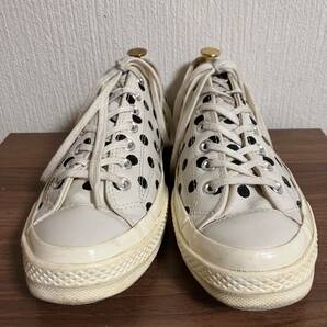 個人輸入 CT70 レザー CONVERSE コンバース US9.5 ポルカドット 水玉 チャックタイラー スニーカー 草間彌生 エクリュ ベージュの画像3