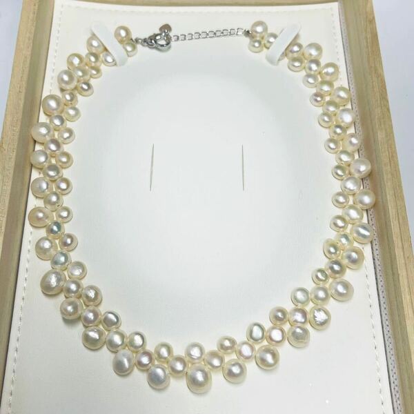 三連 本真珠ネックレス　ベビー 7-9mm 冠婚葬祭入学式　天然パール