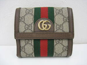 ◆GUCCI◆ グッチ 523173.2149 オフィディア GGスプリーム Wホック財布 外装美品