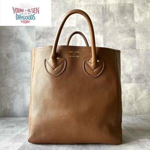 YOUNG&OLSEN Young orusen leather en Boss wrinkle leather shrink type pushed . Brown tea color tote bag handbag shoulder bag A4 storage 