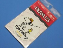 スヌーピー SNOOPY 釣に行こう 〇型 ステッカー 台紙63×105mm ピーナッツ PEANUTS シール_画像2