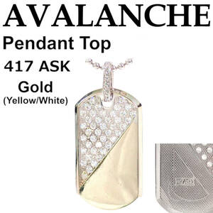 AVALANCHE Dog tag Pendant Top Gold(Yellow/White) 417(10K) ASK 52mm×28mm×2.5mm アヴァランチ ペンダントトップ 