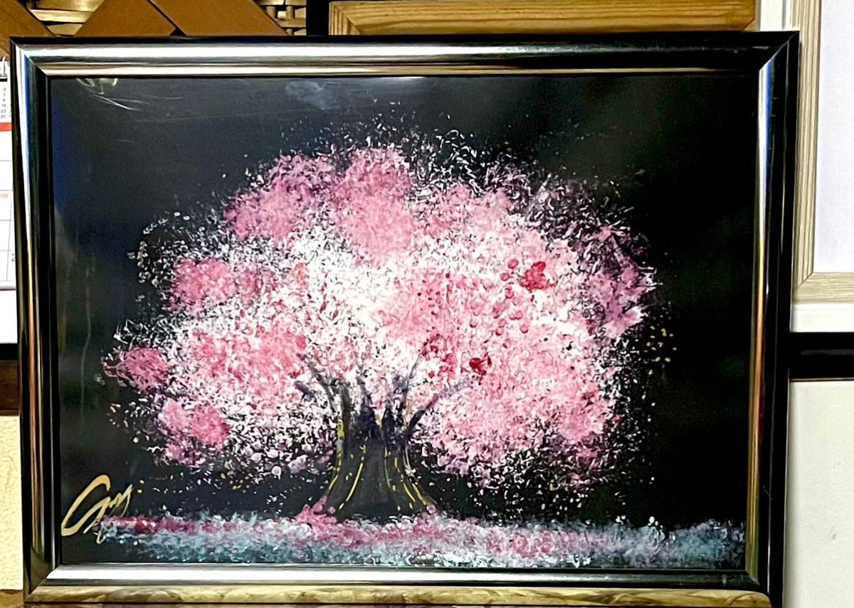 Cherry Blossom Japan Painting Authentic Work [Soufu] Calligrapher Hiroishi's Work Dragon Good Luck Power Copy Gift Present Feng Shui Good Luck Money Luck Art Autographed, painting, oil painting, Nature, Landscape painting