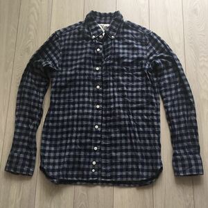 美中古 無印 コットン 長袖 シャツ チェック ネイビー グレー サイズ M 無印良品 Muji shirt