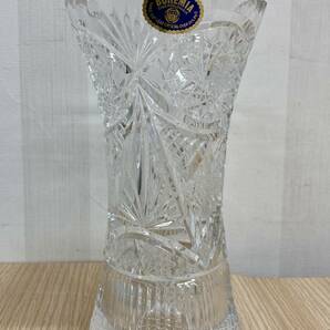 長「15293」BOHEMIA GLASS ボヘミアグラス 花瓶 フラワーベース クリスタル 箱付きの画像2