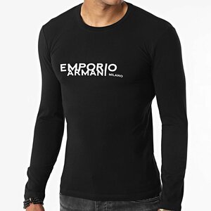 送料無料 48 EMPORIO ARMANI エンポリオアルマーニ 111023 2F725 ブラック Tシャツ 長袖 ロゴ size M