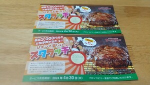 ブロンコビリースクラッチクーポン ジェラート&ドリンクバー無料券と200円券
