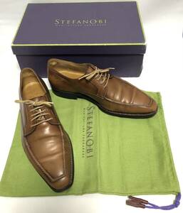 7 25cm 25.5cm STEFANOBI for ISETAN ステファノビ イセタン Uチップ スクエアトゥ レザー シューズ ダイナイトソール 紳士靴 ブラウン