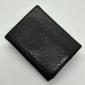 《1円〜》グッチ GUCCI 名刺入れ カードケース シマ ブラウン レザー 本革 定期入れ パスケース 茶色 gucciの画像1