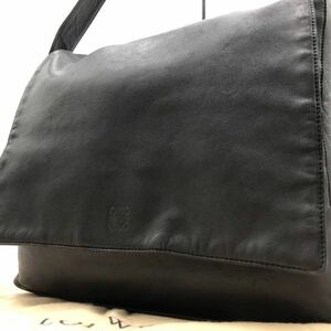 1円【極美品】LOEWE ロエベ アナグラム ショルダーバッグ メッセンジャー ビジネス メンズ レザー A4 斜め掛け 型押し 黒 ブラック 書類 鞄