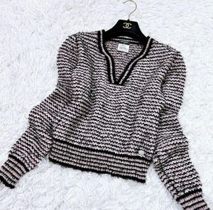 極美品CHANEL 編み込み ツイード セーター ココマーク ピンク ニットセーター 長袖 高級
