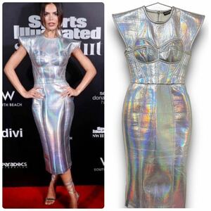 Archive collection DOLCE&GABBANA Holographic Bustier Dress in Jersey 40 silver