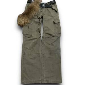 RARE 00s Japanese Label Y2K gimmick flare cargo fur pants goa ifsixwasnine kmrii halb share spirit lgb TORNADO MART 14th addiction