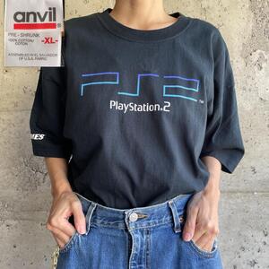 XZ88 Tシャツ プレステ ゲームT プレステーション2 PS2 ソニー ゲーム機 プロモーション anvilタグ 00s XLサイズ 古着 黒T ビンテージ