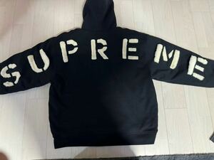 supreme黒ファーパーカーXXL