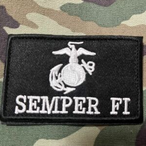 米軍 米海軍 USMC MARINE LOGO ミリタリー パッチ ワッペン ブラック 海兵隊 マリーン リメイク サバゲー