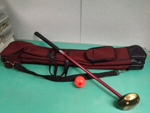 ● C) パークゴルフクラブ NITTAX NTX Mak Bird CARBON 830mm 右打ち用 ソフトケース ボール 付き 中古品 ③