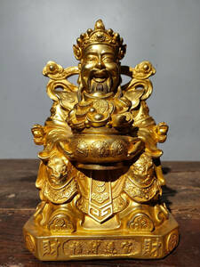 【仁】『銅製・塗金・財神像』極細工 古賞物 中国古玩 古美術 古美味