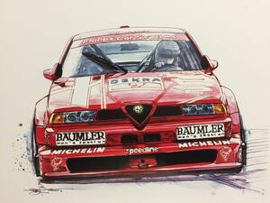 【正規品 絶版】Bowイラスト アルファロメオ155 V6 Ti DTM カーマガジン 208 Alfa Romeo 155 V6 Ti DTM クラシックカー 旧車 絵