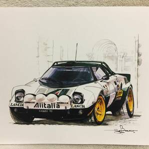 【正規品 絶版】Bowイラスト ランチア ストラトス カーマガジン 232 Lancia Stratos アンティーク インテリア クラシックカー 旧車 絵の画像2