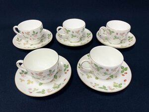 ［道］WEDGWOOD ウェッジウッド ワイルドストロベリー ティーカップ＆ソーサー5組 セット