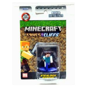 [輸入雑貨]Minecraft: Caves & Cliffs Single Diecast Figure Steve-Iron Pickaxe(新品)