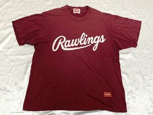 【送料無料 値下げ交渉歓迎】ローリングス 半袖Tシャツ Lサイズ ワインレッド Rawlings 古着 アメリカ野球USAメンズ赤ベースボールジャージ