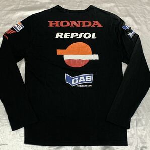 【送料無料 値下げ交渉歓迎】ガスホンダ GASHONDA 長袖カットソー ブラック レプソル ミシュラン REPSOL 古着本田バイク Tシャツ レース 黒の画像1