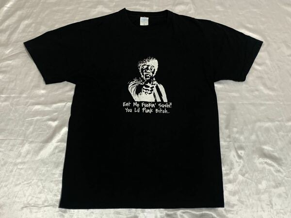 【送料無料 値下げ交渉歓迎】パルプフィクション パロディ半袖Tシャツ XL サミュエルLジャクソン 黒白 古着 アメリカ映画USAタランティーノ