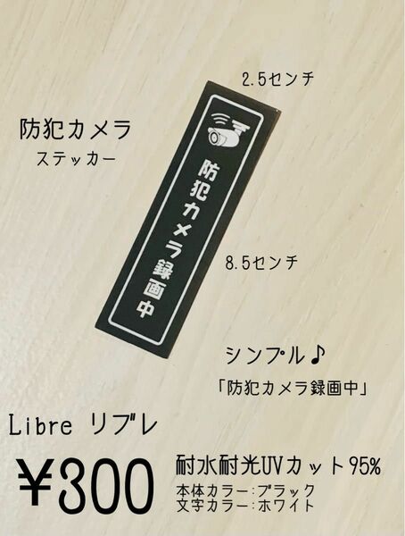 防犯カメラステッカー　タテ向きシンプル♪　ブラック　ハンドメイド