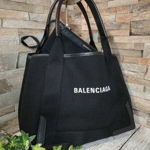 1円 【ほぼ未使用！】BALENCIAGA バレンシアガ カバス トートバッグ ハンドバッグ レザー キャンバス ブラック 黒 ポーチ付き 1スタ