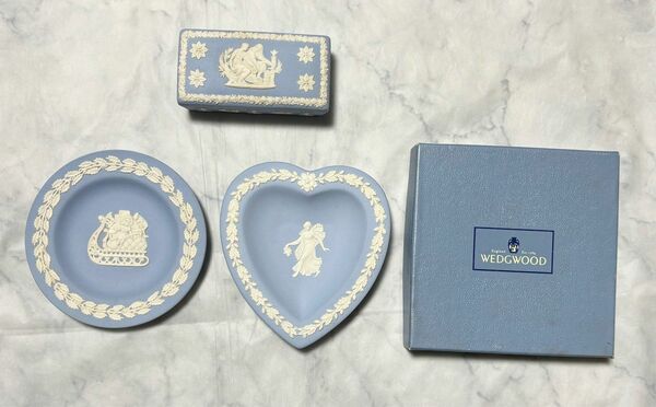 WEDGWOOD ジャスパー ウエッジウッド　小皿 11cm箱あり　ハート小皿 11cm 小物入れ 9cm 3点セット