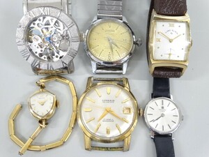 ジャンク 6点セット まとめて ハミルトン UNIVERSAL GENEVE ユニバーサル ジュネーブ ロード エルジン 他 ヴィンテージ系 手巻き 腕時計