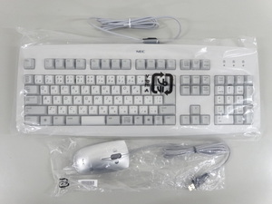 新品 未使用品 2点セット まとめて 純正 NEC KU-1778 日本語 USB接続 キーボード MSU1218 有線 光学式 シルバー マウス セット