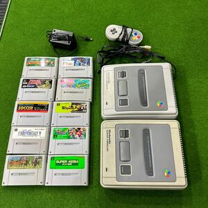 スーパーファミコン SFC SHVC-001 svc-002 本体2個　ソフト１０本セット　マリオ ヨッシー ドンキーコング 野球 サッカー 競馬　任天堂　