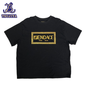 FENDACE fender che Fendi × Versace short sleeves T-shirt cut and sewn black FY1144 AKDV #L used A[. shop pawnshop A2501]