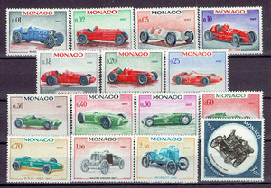 モナコ 1967年 クラシックカー切手１５種セット