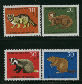 ドイツ 1968年 付加金付(動物 )切手セット