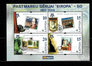 ラトビア 2006年 EUROPA切手発行50周年小型シート